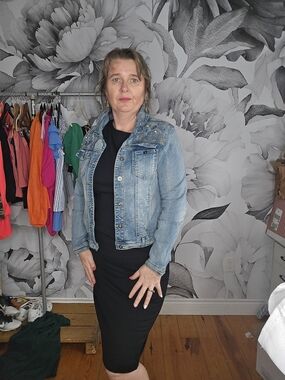 Light Wash Denim Jacket with Stud Detail - Blue